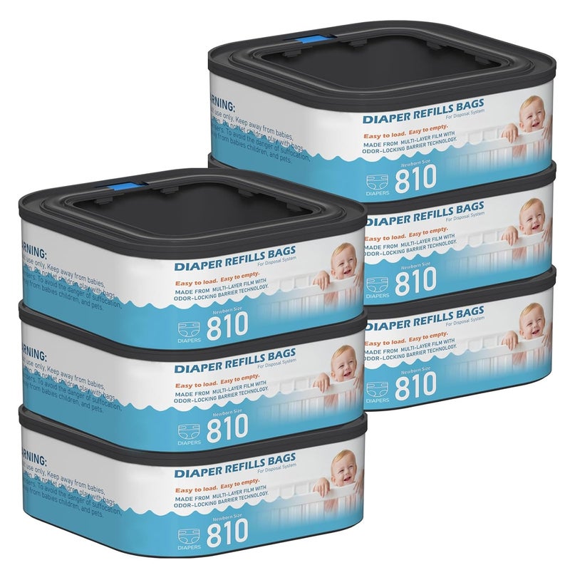 Fununcat Jumbo Square Refills Disposal Bags Refill Compatible with Diaper Genie Classic, Compact and Select Pails, Hold Up to 810 Newborn-Sized Diapers Per Refill, Pack of 6 - Image 1